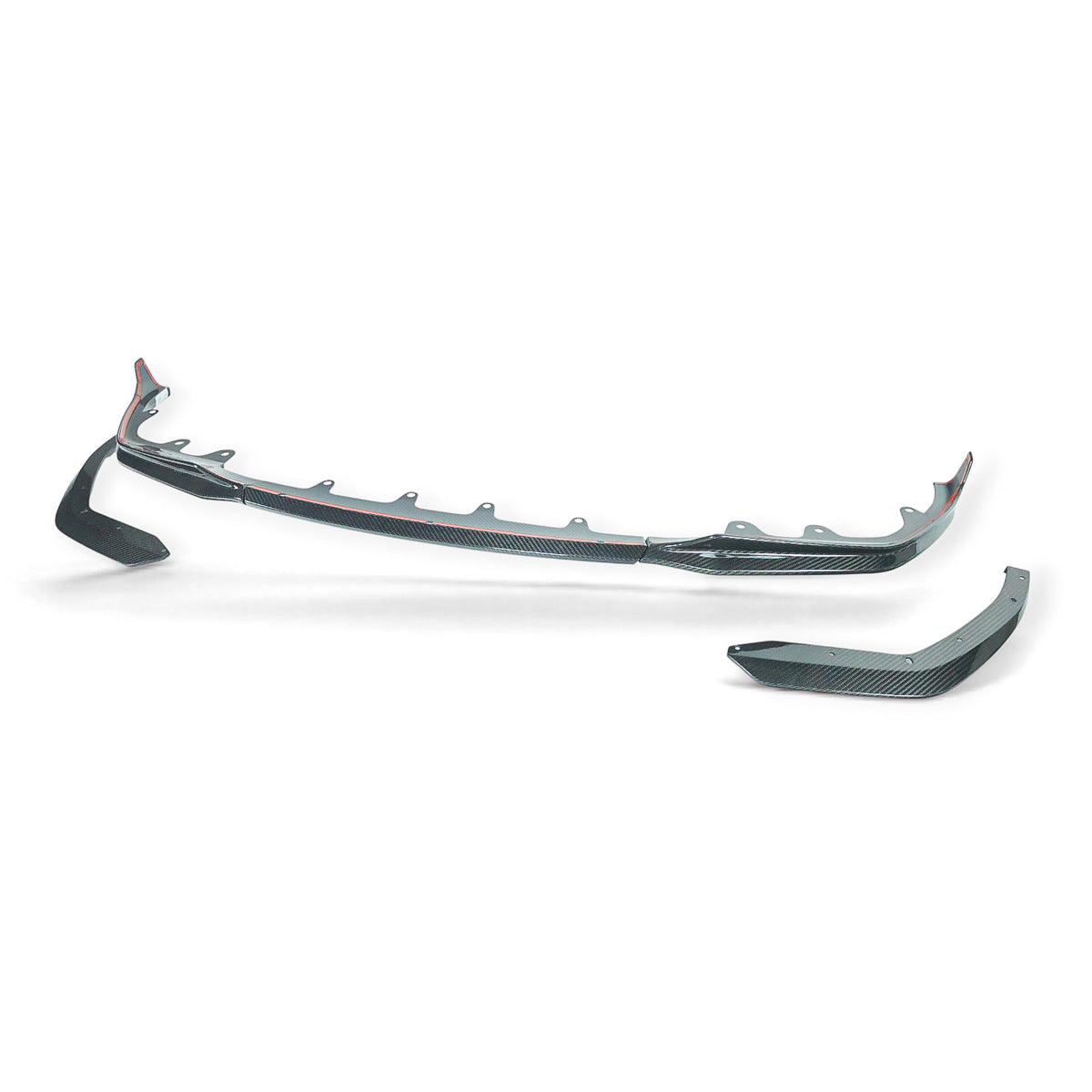 Carbon Corp. MP style carbon fibre front splitter for BMW 3-Series G20 M-Sport with a high-gloss finish.