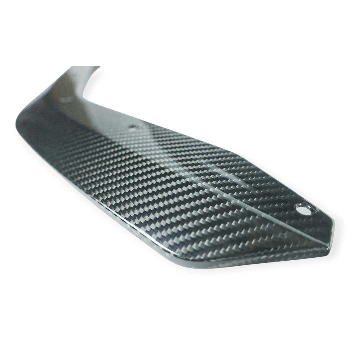 Carbon Corp. MP style carbon fibre front splitter for BMW 3-Series G20 with a high-gloss UV-resistant finish.