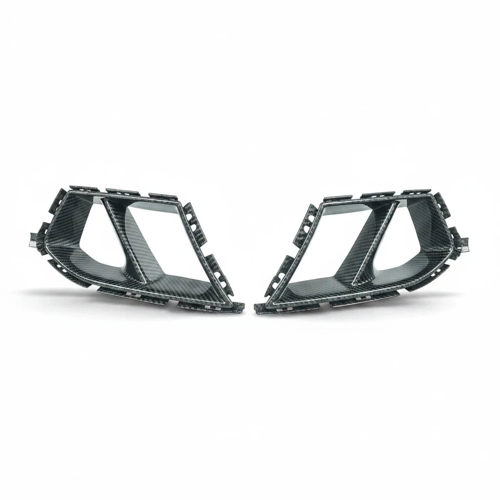 Carbon Corp. carbon fibre front inlet vent ducts for BMW G80 M3 and G82 M4 with a high-gloss motorsport finish.
