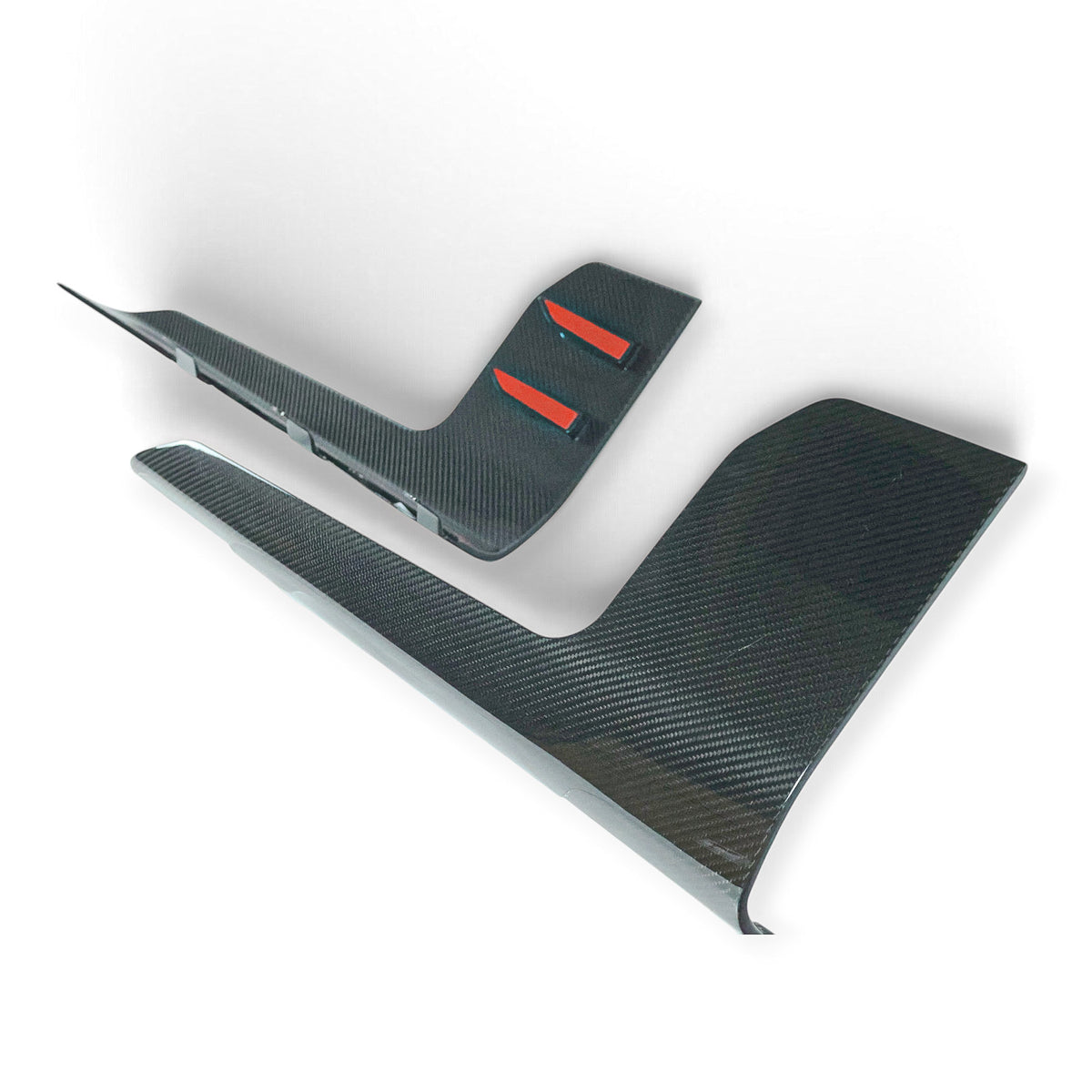 Carbon Corp. BMW M2 G87 carbon fibre side skirt winglets with a high-gloss finish and adhesive backing.