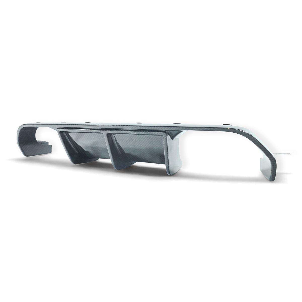 Carbon Corp. BMW M2 F87 3-piece rear diffuser and side extensions in high-gloss twill weave carbon fibre.