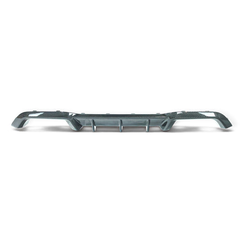 Carbon Corp. BMW M2 F87 rear diffuser in high-gloss carbon fibre with aggressive air-channeling fins