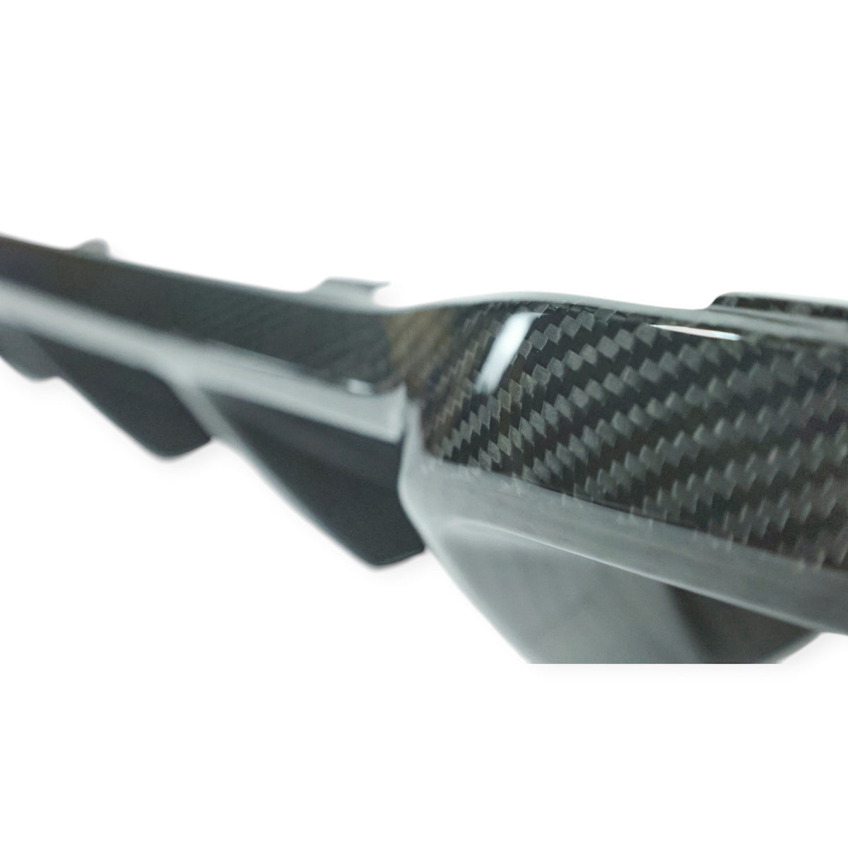Carbon Corp. glossy carbon fibre rear diffuser with aggressive air-channeling fins for BMW M2 F87