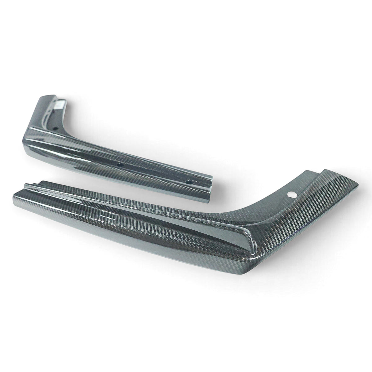 Carbon Corp. BMW M2 F87 carbon fibre rear bumper side extensions with a high-gloss twill weave finish