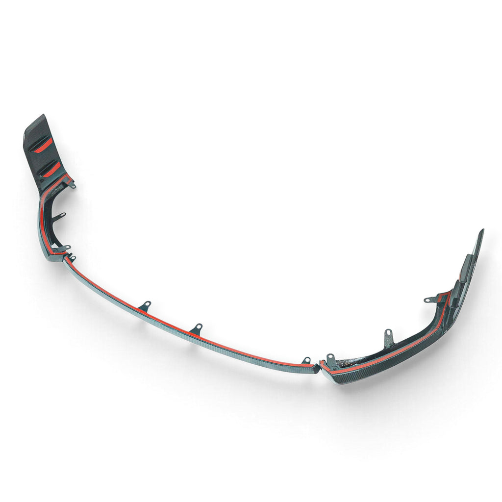Carbon Corp. glossy carbon fibre front splitter for BMW M2 G87 with aggressive winglet design and mounting points