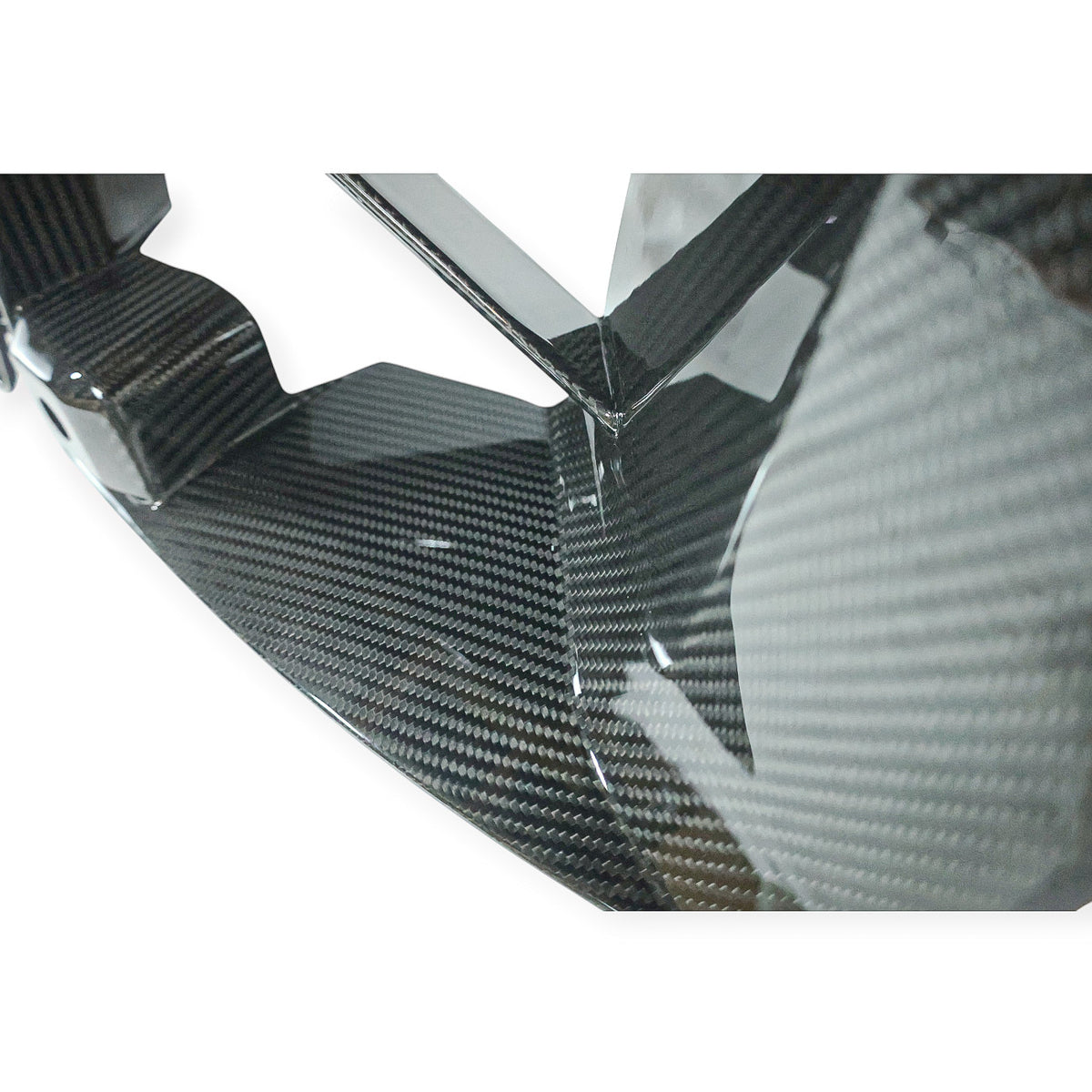 Carbon Corp. glossy carbon fibre front vent duct for BMW M2 G87 featuring a detailed weave pattern.