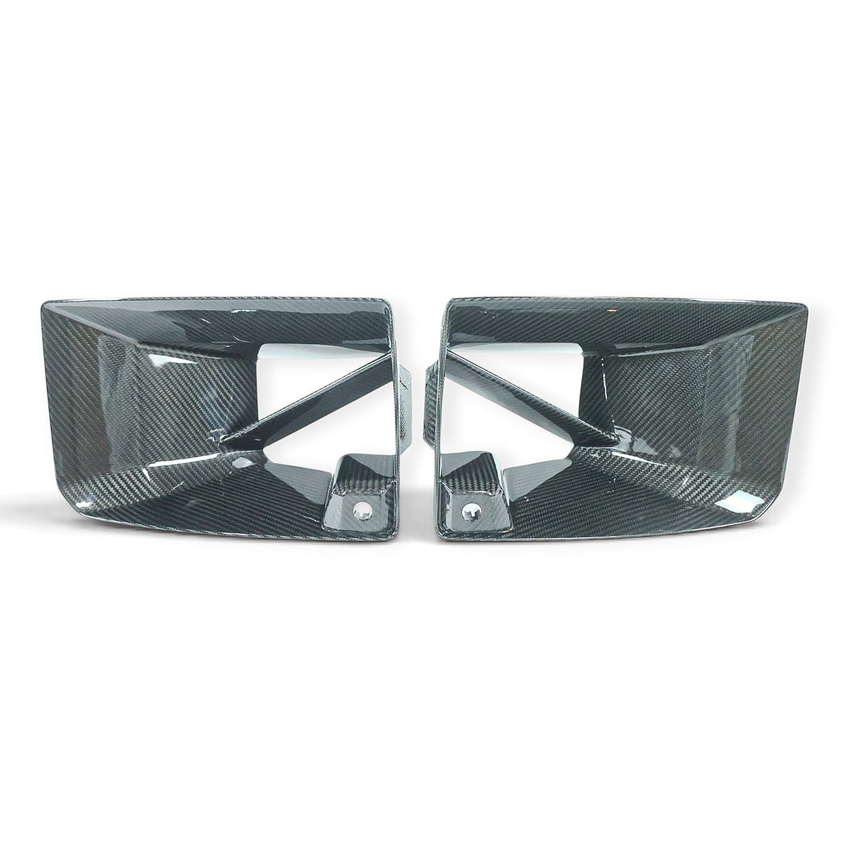 Carbon Corp. glossy carbon fibre front vent ducts for BMW M2 G87 with an aggressive MP style motorsport design.