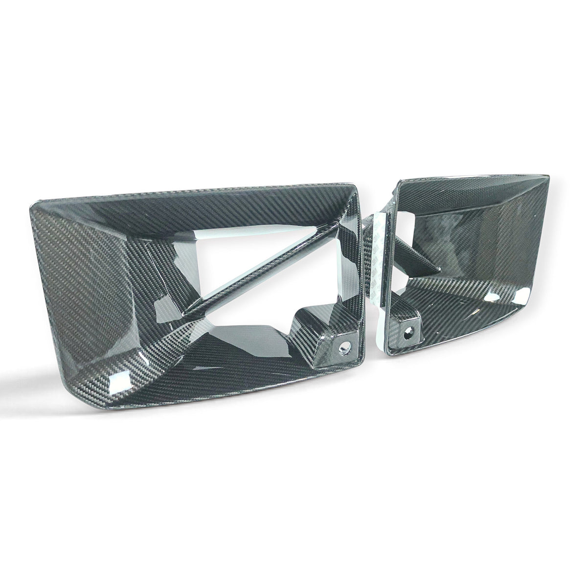 Carbon Corp. glossy carbon fibre front vent ducts for BMW M2 G87 with an aggressive motorsport-inspired design.