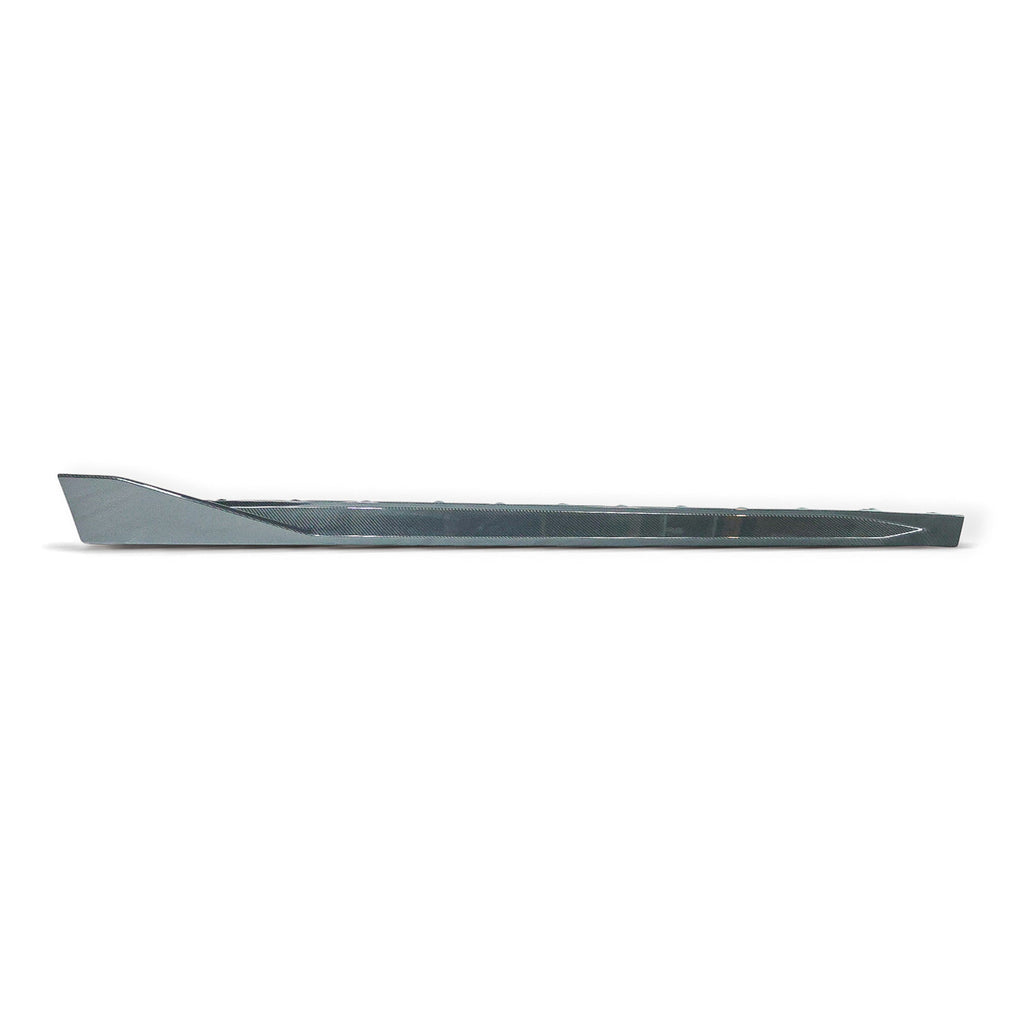 Carbon Corp. BMW M4 G82 MP style side skirt in high-gloss carbon fibre with an aggressive rear winglet design.