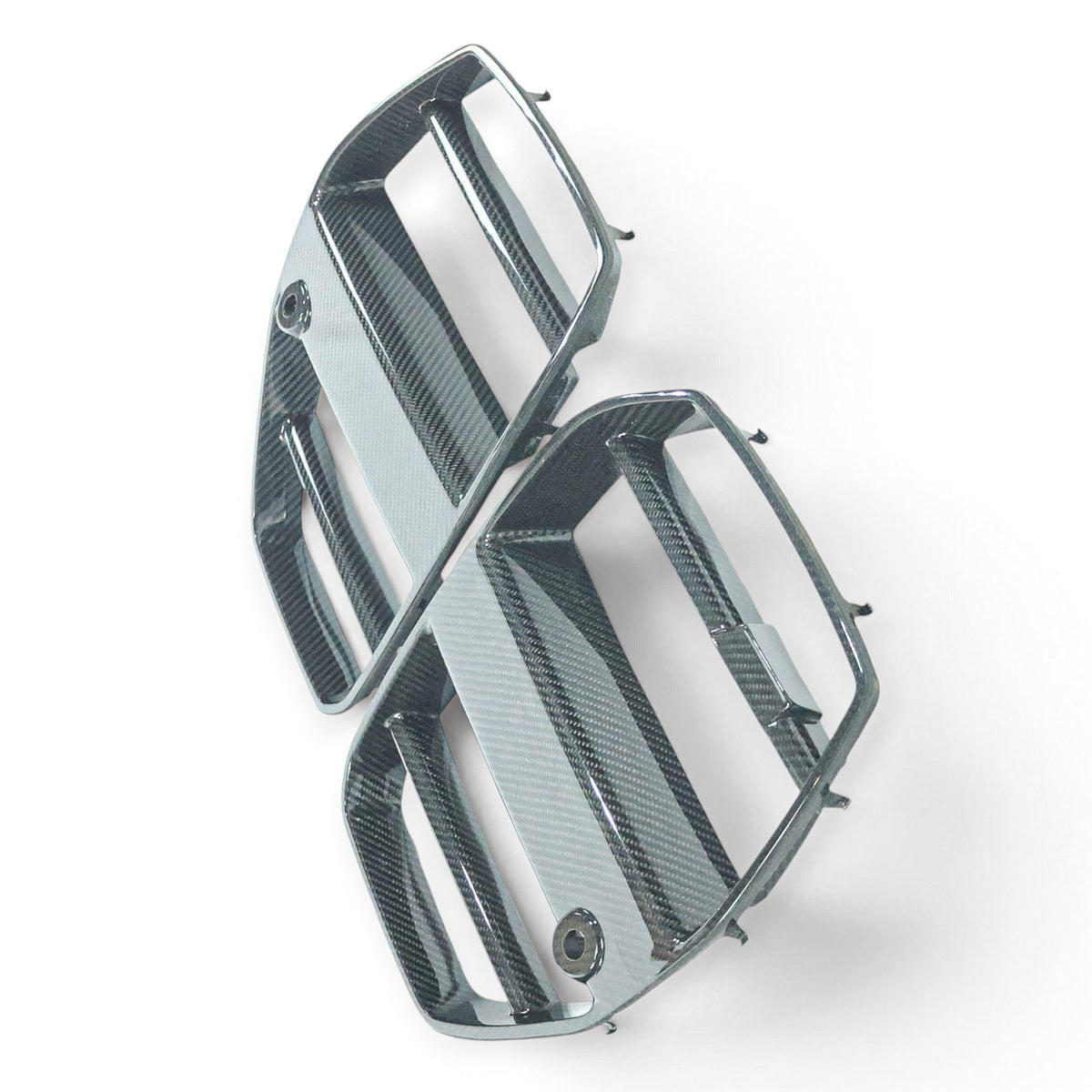 Carbon Corp. V-style carbon fibre front grille for BMW M3 G80 and M4 G82 non-ACC models with glossy finish.
