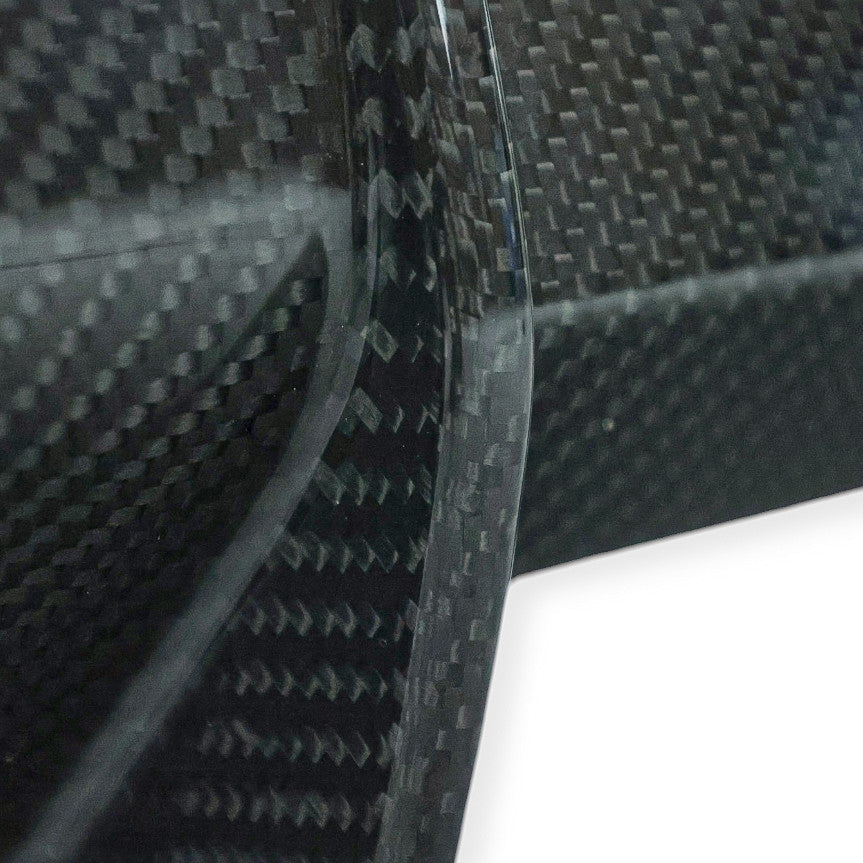 Carbon Corp. gloss carbon fibre rear diffuser fin detail for BMW M3 G80 and M4 G82 with high-quality weave texture