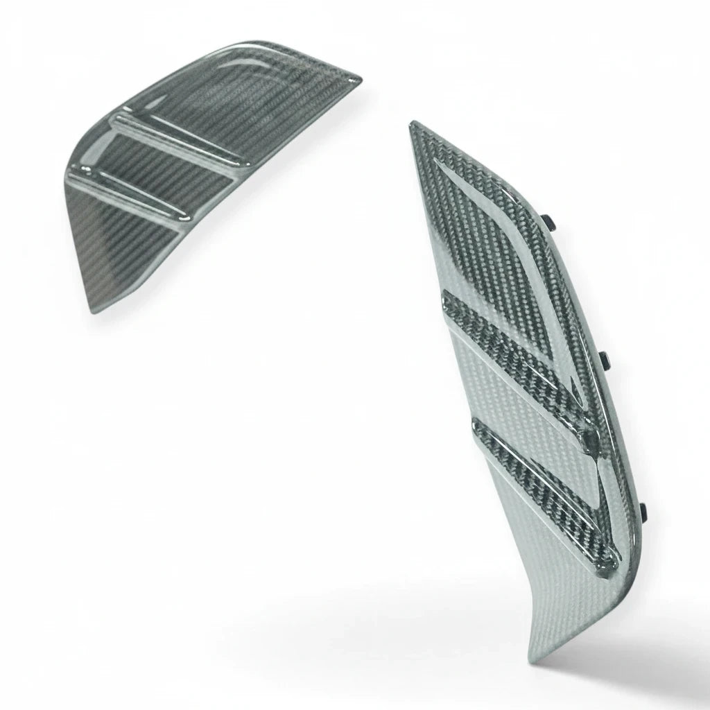 Carbon Corp. carbon fibre side fender trim for BMW M3 G80 and M4 G82 with a high-gloss UV-resistant finish.