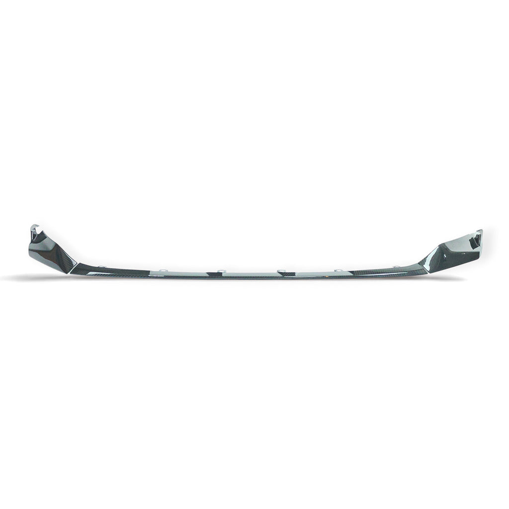 Carbon Corp. CSL style carbon fibre front splitter for BMW M3 G80 and M4 G82 with a high-gloss finish.