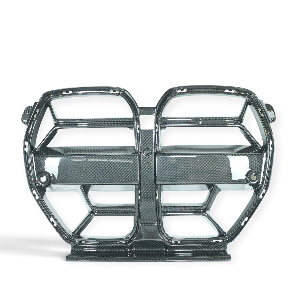 Carbon Corp. CSL style carbon fibre front grille for BMW G80 M3 and G82 M4 with a glossy open-slat design.