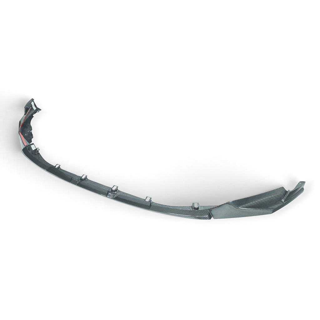 Carbon Corp. CSL style carbon fibre front splitter for BMW M3 G80 and M4 G82 with a high-gloss UV-resistant finish.